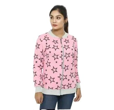 PINK COLOR COTTON LONG SLEEVE CASUAL WINTER JACKET FO WOMEN .