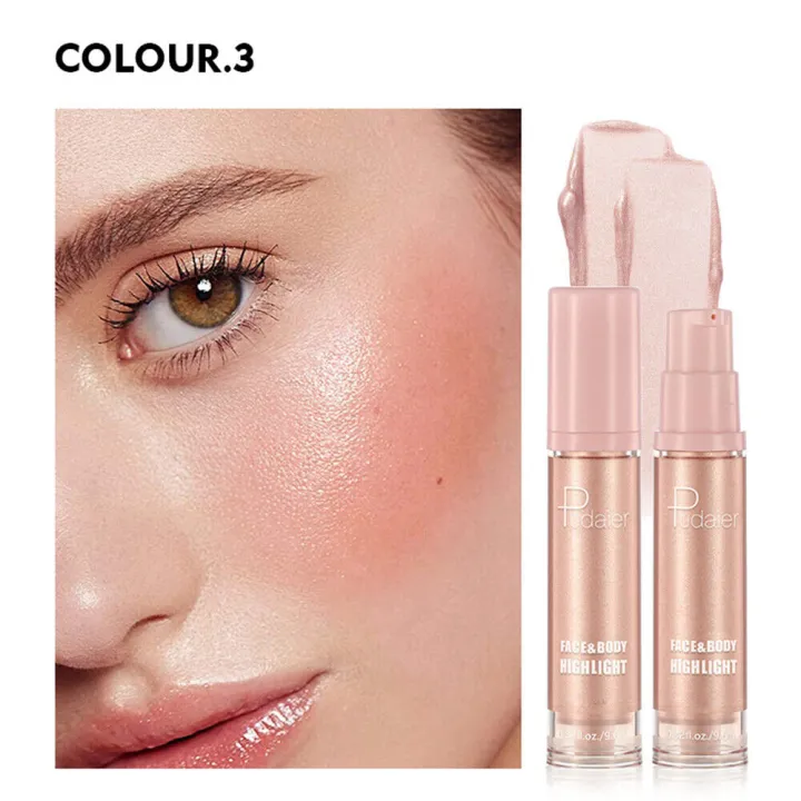 Pudaier Highlighter Makeup Gold Liquid Face Eye Contour Brightener Glow Shimmer-#03