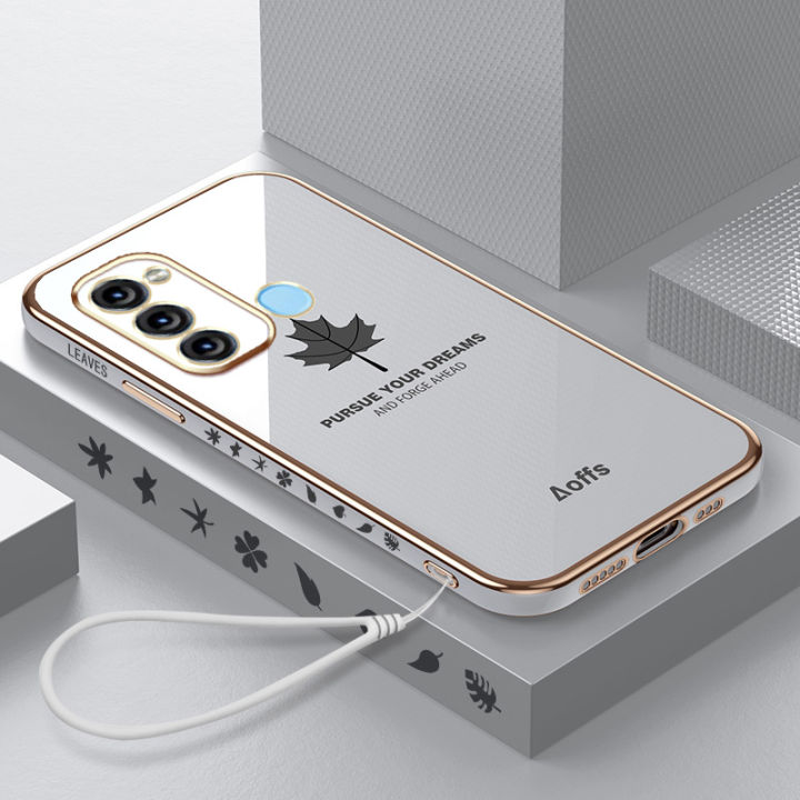 COROGI%20for%20Itel%20Vision%203%20Back%20Cover%20with%20Lanyard%20Luxury%20Plating%20Maple%20Leaf%20Stylish%20Fancy%20Case%20Soft%20Silicone%20Square%20Mobile%20Phone%20Cases%20Pouch%20for%20Girls%20Boys%20-%20Image%202