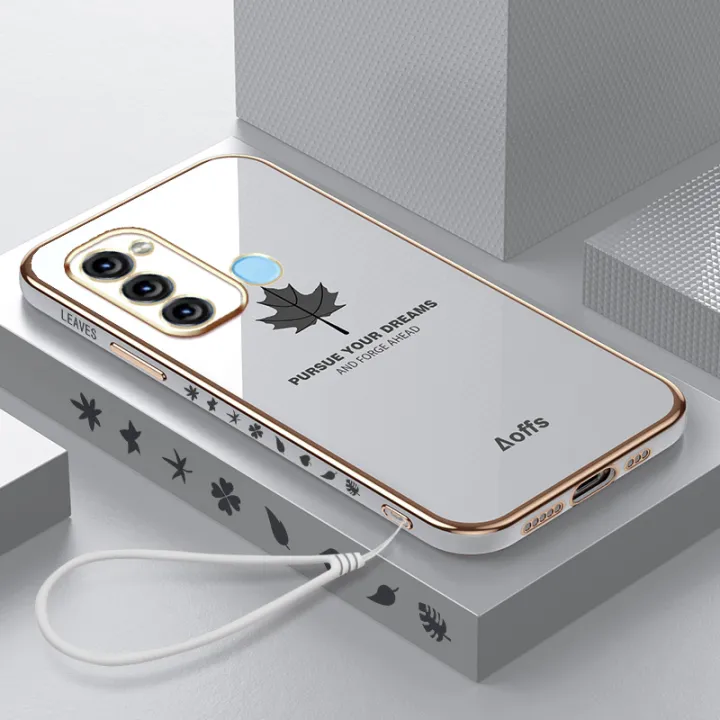 COROGI%20for%20Itel%20Vision%203%20Back%20Cover%20+%20Free%20Lanyard%20Luxury%206D%20Plating%20Fancy%20Maple%20Leaf%20Phone%20Case%20Soft%20Silicone%20Square%20Bumper%20Stylish%20Girls%20Mobile%20Cases%20Pouch%20-%20Image%202