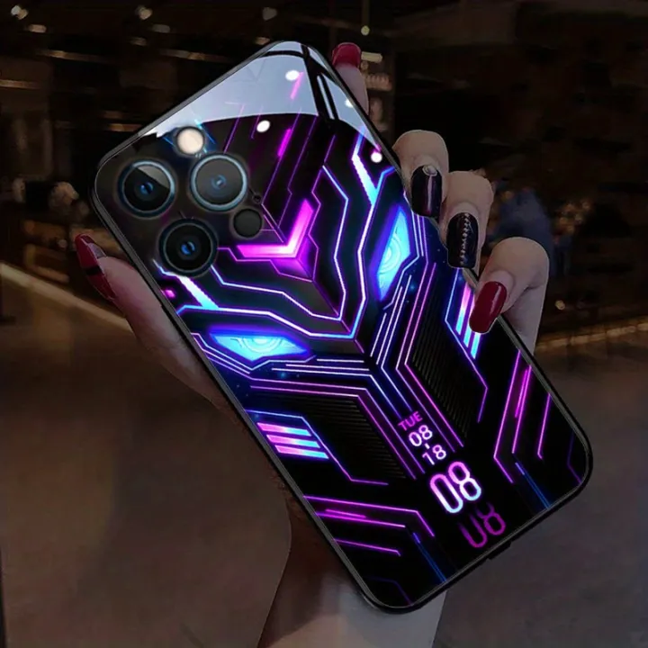 Multicolored%20Smart%20Voice-activated%20Call%20Light-emitting%20Shell%20LED%20Light%20Mobile%20Phone%20Case%20For%20IPhone%2014/14%20Plus/14%20Pro/14%20Pro%20Max/13/13%20Mini/13Pro/13%20Pro%20Max%20Glowing%20Bumper%20Shockproof%20Skin%20Feeling%20Frosting%20And%20Anti%20Scratch%20Protective%20Shell%20-%20Image%209