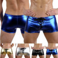 Sexy Men's Boxer Lingerie Wet Look Leather Shorts PVC Latex Club Patent Leather Underwear Male Boxers Shorts plus size S-3XL. 