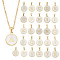 Minimalist Initial Enamel White A-Z Pendant Letter Alphabet Pendant Necklace Nicle.
