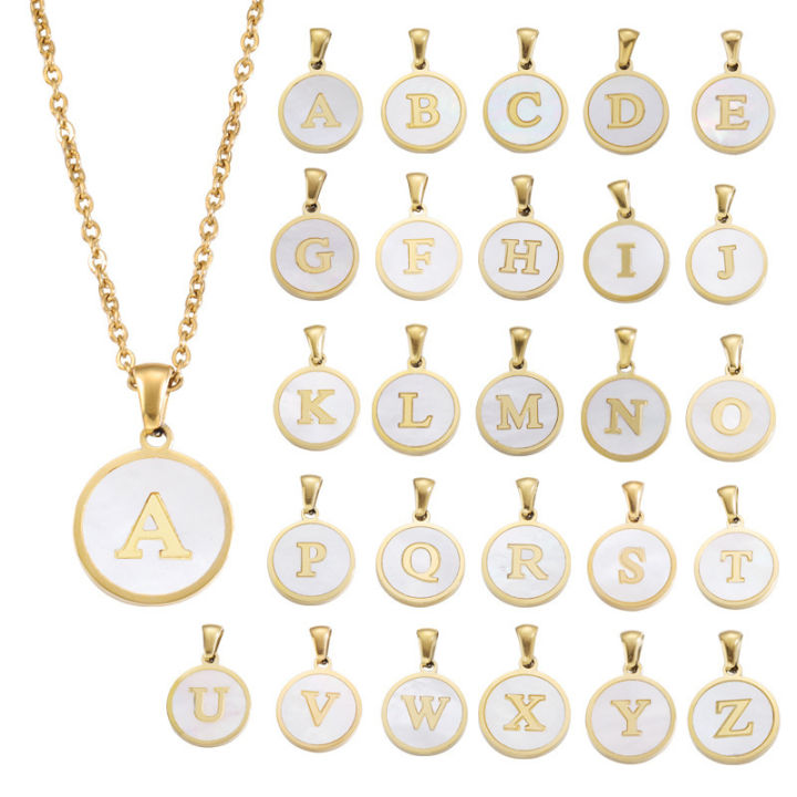 Minimalist Initial Enamel White A-Z Pendant Letter Alphabet Pendant Necklace Nicle