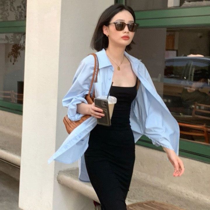Cold%20Style%20High-Grade%20Casual%20Blue%20Loose%20Long-Sleeved%20Shirt%20for%20Women%20Spring%20New%20Mid-Length%20Coat%20Top%20Niche%20-%20Image%203