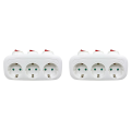 2X 1 to 3 Way Extension Socket with on/OFF Switch Universal Germany France Standard AC Outlet Converter EU Plug. 