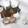 Pure Cotton for Women Underwear Solid Seamless Bra with Pads Push Up Fixed Cup Tops Bralette Brassiere Beautiful Back Vest. 
