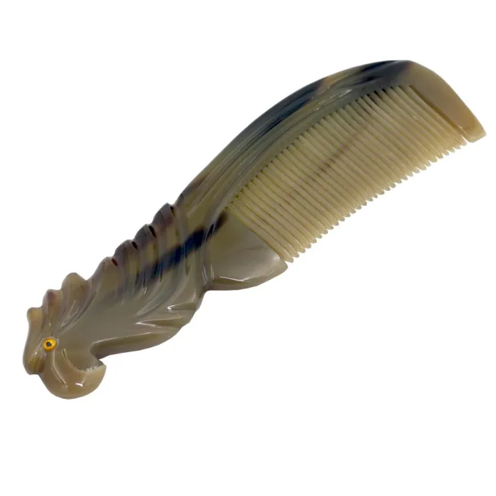 7.48%20Inch%20Natural%20Vietnam%20Buffalo%20Horn%20Comb%20Parrot%20Engraved%20Horn%20Comb%20Anti-Static%20Comb%20Brush%20Hair%20Massage%20Comb%20-%20Image%203