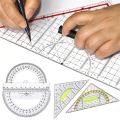 Durable Plastic Set Square Transparent With Handle Triangle Ruler Geometry Drafting Tools Measuring Drawing Tools Students Gift.