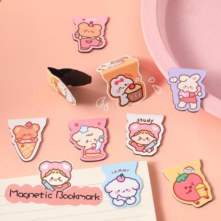 New ummerflower Cute Cartoon Bear Magnetic Bookmark Paper Clip Kawaii Rabbit tudent tationery Book Marker of Page chool Office upply