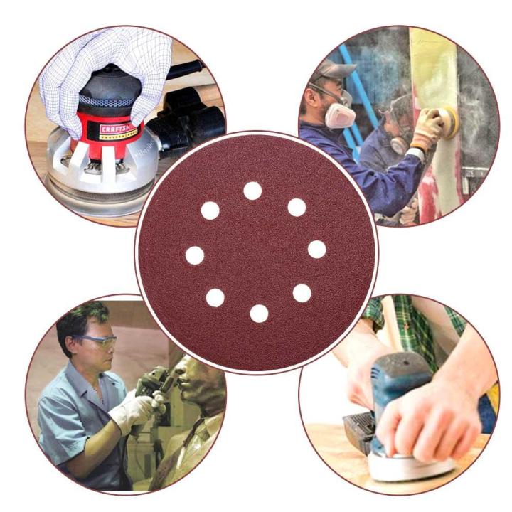 50Pcs%205%20Inch%20125Mm%20Round%20Sandpaper%20Eight%20Hole%20Disk%20Sand%20Sheets%20Grit%2040/60/80/120/240%20Hook%20And%20Loop%20Sanding%20Disc%20Polish%20-%20Image%204
