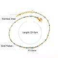 Summer Beach Enamel Ankle Bracelets Bohemian Green Blue Yellow Beads Stainless Steel Leg Chain Vintage Exquisite Foot Jewelry.