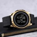 SKMEI SK1502L  Black PU Digital Watch For Unisex - Golden & Black. 