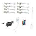 RGB LED Clip On Glass Shelf Lighting Under Cabinet Night Lights Kit for Glass Edge Shelf with Remote Control - eu-8pcs.
