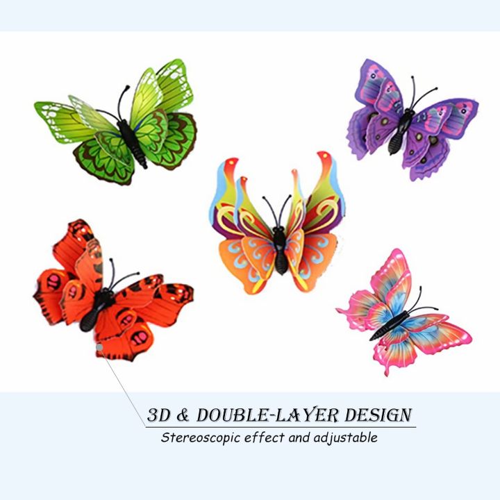 12Pcs%203D%20Three%20Dimensional%20Double%20Layer%20Simulation%20Butterfly%20Sticker%20Refrigerator%20Sticker%20Wardrobe%20Sticker%20-%20Image%206