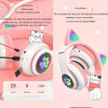 【Limited Quantity】 Cat Ears Headphones Flash Light With MIC Control LED Kid Girl Stereo Cute Music Helmet Phone Headset Earphone.