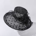 New Ladies Elegant Flower Church Hats Summer Large Wide Brim Fedora Hat For Women Organza Hat Beach Sun Kentucky Derby Hat.