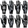 Premium Henna Tattoo Stencils Set of 4 - Elegant Indian Style Body Art Design Templates for Mehndi, Temporary Tattoos, Self-Adhesive. 