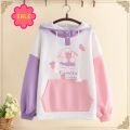 Super Quality Women Cute Bat Cat Printed Cotton Hoodie For Winter.