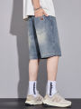 New in Men's Baggy Denim Shorts Starry Sky Fabric Soft Straight Vintage Casual Fashion Wide Short Jeans Streetwear. 