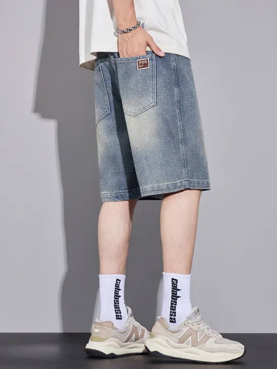 New%20in%20Men's%20Baggy%20Denim%20Shorts%20Starry%20Sky%20Fabric%20Soft%20Straight%20Vintage%20Casual%20Fashion%20Wide%20Short%20Jeans%20Streetwear%20-%20Image%202