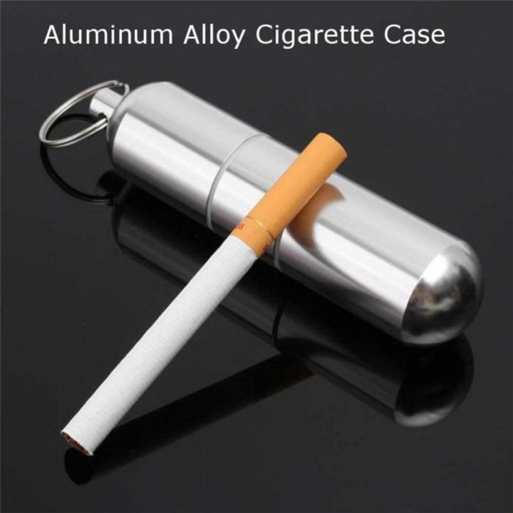 Mini Box Cigarete Case Holder Capsule Portable Aluminum Alloy Waterproof  Round Pocket Lighter