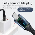 SFREE Shipping Transparent dynamic Digital Display Cable Type-C To Lightning PD27W Fast Charging Data Cable compatible For iphone uawei Samsung Xiaomi VIVO cable fast charging. 