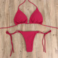 Yfashion Women Split suit V-neck Adjustable Lace Up Bikini Solid Color riangle Bikini color.