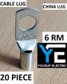 Cable lug china terminal ring lug connector clip 6 Rm copper 20 piece pack.
