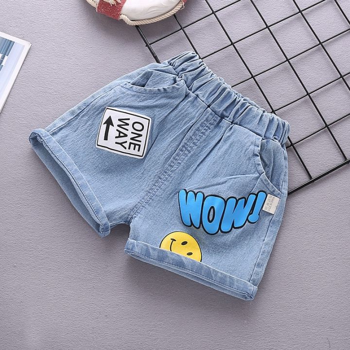 Baby Girls Shorts Jeans Kids Eastic Band Short Pant 2022 Summer 1 To 4 Yrs Children's Cartoon Printed Trousers Casual Clothing
