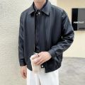 White Khaki Black Leather Jacket Men Slim Fashion Casual Motorcycle Jacket Mens Streetwear Korean Hip-hop Bomber Jacket Men Coat. 