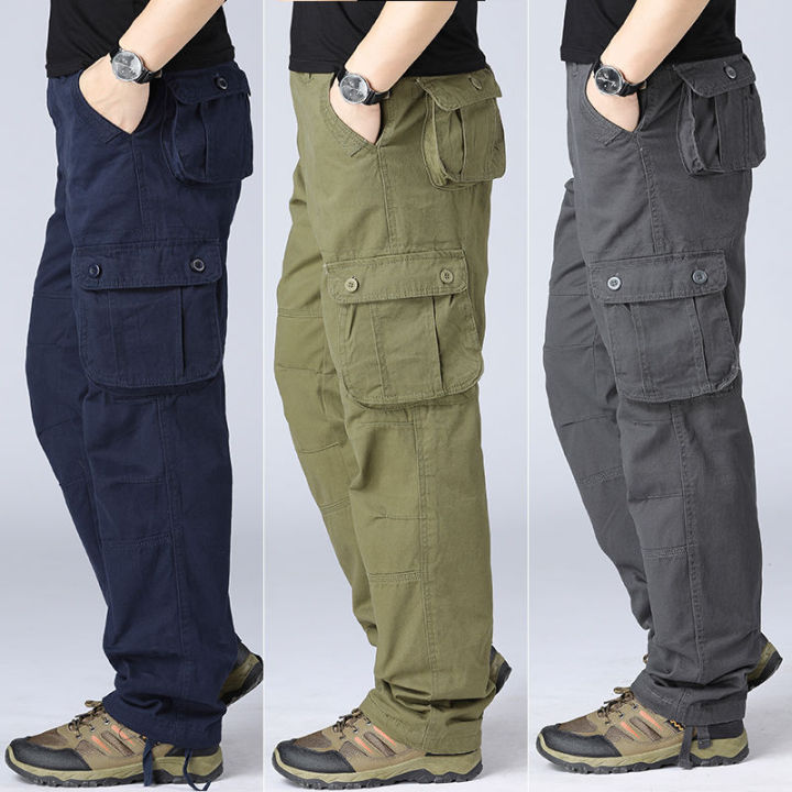 Men's%20Cargo%20Pants%20Casual%20Multickets%20%20Tactical%20Pants%20Plus%20Size%2044%20Cotton%20Men%20Outwear%20%20Loose%20Straight%20Long%20Trousers%20-%20Image%203