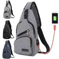 USB Charging Sling Bag For Men Casual Chest Bag Shoulder Crossbody Bag Male Anti Theft Multifunction Bags Man Sports Travel Pack. 