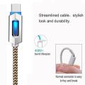 Smart USB Charging Cable, 1M/3.2FT Micro Nylon Braided Syn Auto Disconnect Charger Cord With LED Lighting Indicator For Mobile Phone.