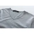 Spring High-elastic Cotton T-shirts Male V Neck  T Shirt Men's Long Sleeve Fitness Tshirt Asia size S-5XL. 