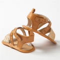 【7Rings Store】(New) baby girls PU leather sandals toddler non-slip open toe first walking soft sole shoes.