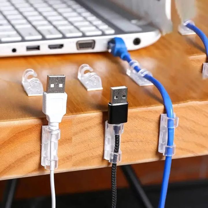 Cable Clips 7 Pcs Organizer Drop Wire Holder Cord Management Self-Adhesive Cable Manager Fixed Clamp Wire Winder