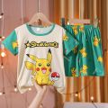 Pokemon Pikachu Summer Short Sleeve Shorts Cartoon Toddler Girls Pajamas Set Anime Figure Children Clothing Boys Fashion Clothes. 