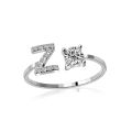 （New）Open Ring Exquiite Adjutable ilver Color Adjutable Alphabet Letter Women Jewelry for Party. 