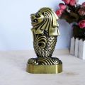 AUGEN Antique Finish Singapore Souvenir Merlion Metal Miniature Statue 6.5" (9323). 