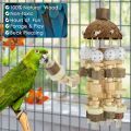 Bird Parrot Toy, Large Parrot Toy Natural Wooden Blocks Bird Chewing Toy Parrot Cage Bite Toy Suits for Macaws Parrots. 
