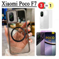 Poco F7 4in1 Case Magnetic Sticker Shockproof Phone Case for Xiaomi Poco F7 Ultra F7 Pro X7 Pro M7 Pro Tempered Glass Screen Protector+back film.