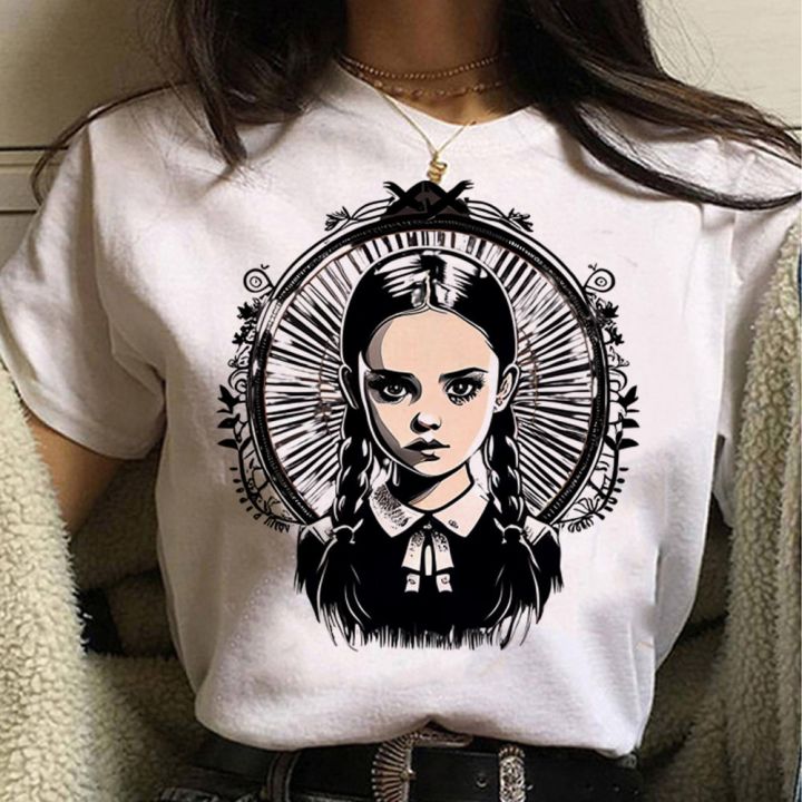 Wednesday Addams t-shirts women anime funny Japanese top girl designer comic Japanese clothing