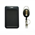 Black Plastic Slide Chest Pocket Clip ID Tag Name Identity Badge Holder Reel Working Permit Case Staff Employee Pass Work Card. 