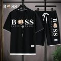 Summer Exclusive Black Printed Combo Set Half Sleeve T-Shirt & Quarter Pant For Men - T Shirt & Pant For Men.