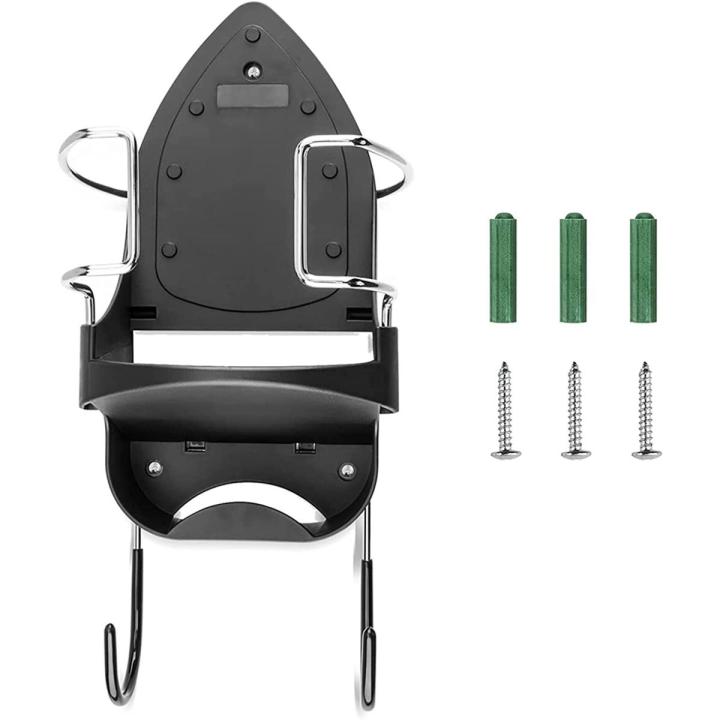 Iron Board Hanger Wall Mount Electric Iron Holder Iron and Ironing Board Storage Organizer Shelf with Removable Hooks