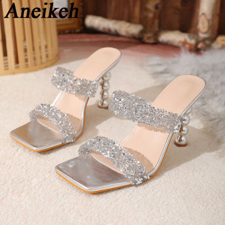 Aneikeh%20Silver%20Sequin%20rhinestone%20PVC%20Slippers%20For%20Women%20Square%20Toe%20Strange%20High%20Heels%20Sandals%20Summer%20Fashion%20Party%20Shoes%20-%20Image%205