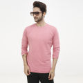 Coral Pink Color Cotton Full Sleeve T-Shirt For Men_Tshirt For Man. 