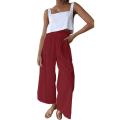 Eligible Women Ruffled Wide-leg Pants, Summer Casual Loose High Waist Solid Color Trousers. 