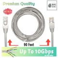90 Feet – ADP Cat6 RJ45 Ethernet Cable | 1000Mbps High-Speed LAN | Indoor Network Use | Durable RJ45 Clip | Gray Color.